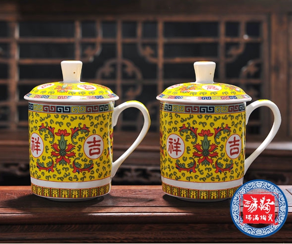 供应用于日用的青花瓷茶杯 粉彩陶瓷茶杯
