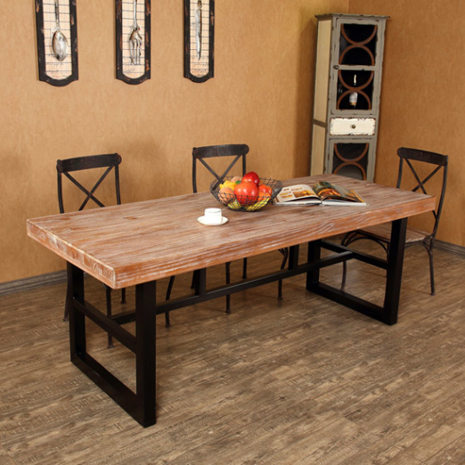 美式实木餐桌做旧办公桌铁艺复古餐桌吧台桌会议桌酒吧桌休闲桌子