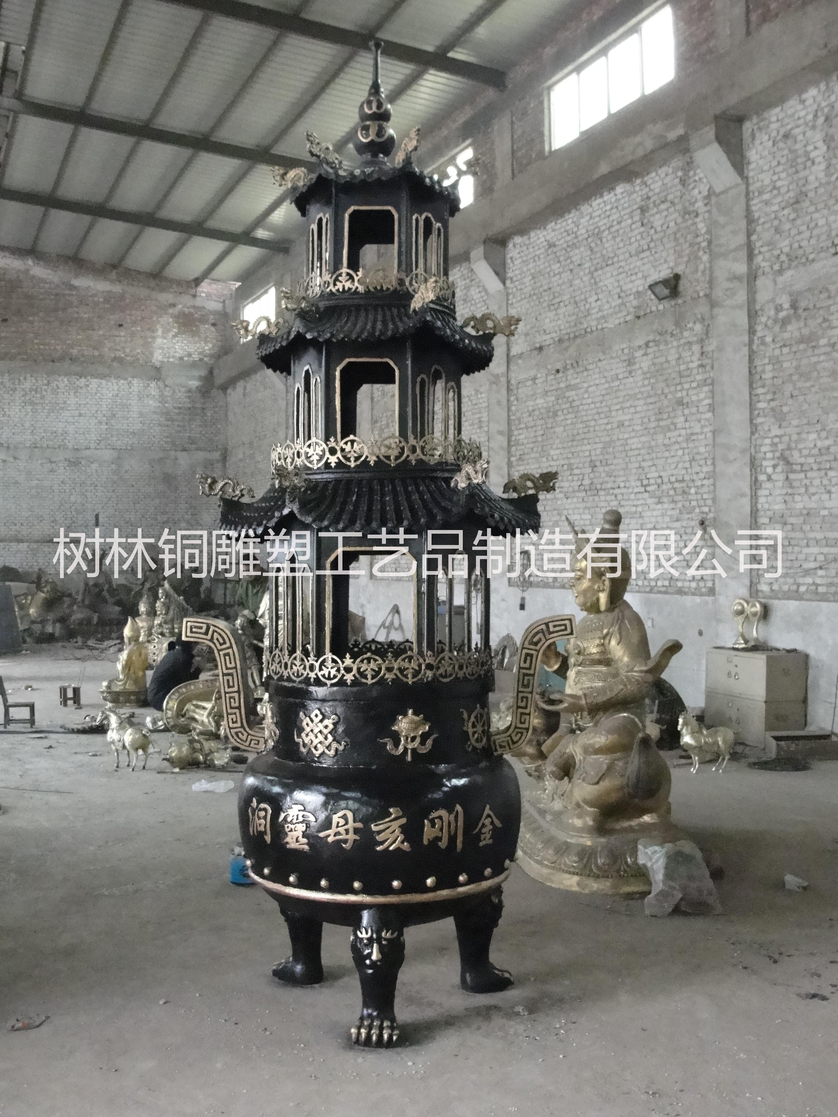 供应高3.8米铸铜铸铁香炉 大型铜铁香炉厂家 唐县树林铜雕图片