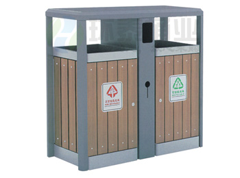 供应用于收纳垃圾的双侧投口坐地式冲孔分类垃圾桶HT-G