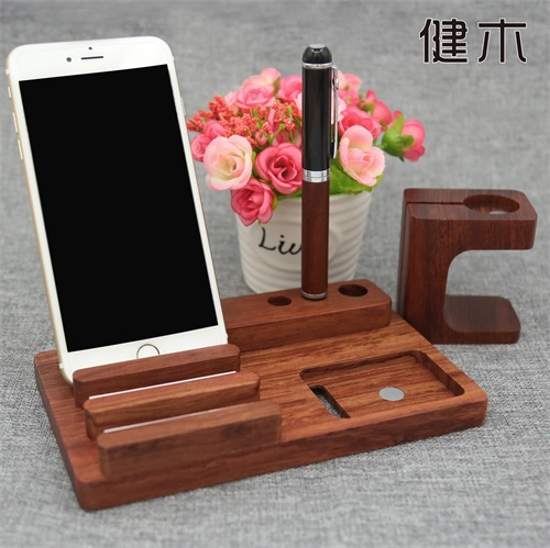 供应用于手机底座的健木工艺品红花梨苹果手机充电底座