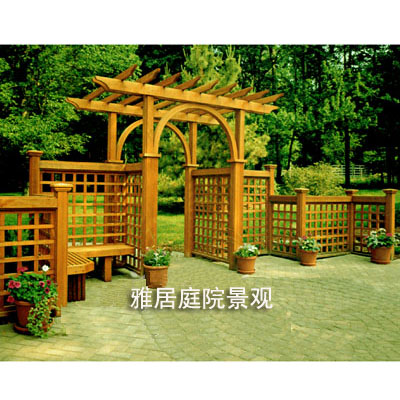青岛防腐木花架碳化木廊架供应用于户外庭院的青岛防腐木花架碳化木廊架