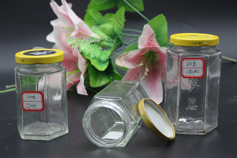 380ml六棱蜂蜜玻璃瓶供应380ml六棱蜂蜜玻璃瓶