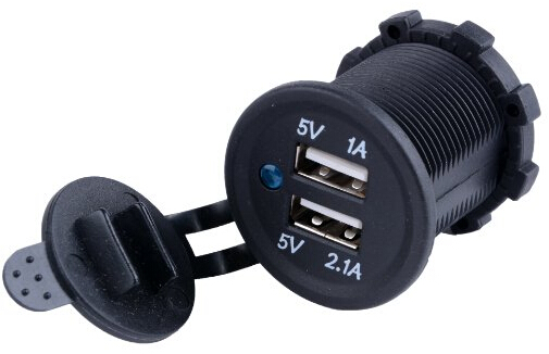 东莞市双孔防水USB手机充电器 蓝灯车厂家供应双孔防水USB手机充电器 蓝灯车