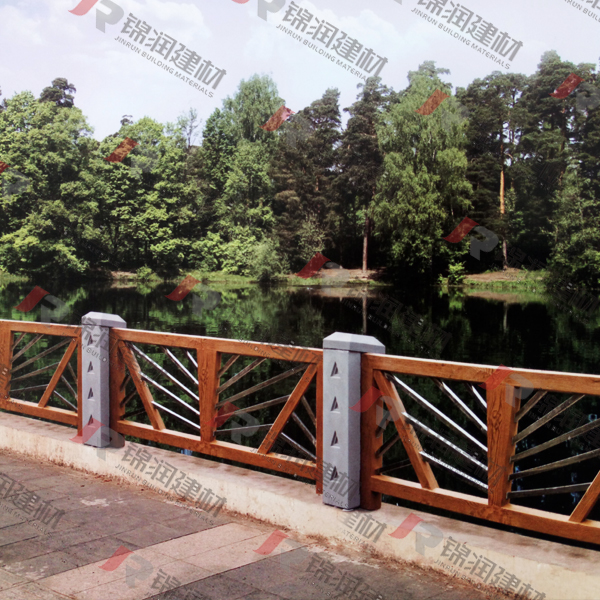 供应景观栏杆的复合仿木护栏杆 石木新组合 铸造石仿木栏杆 水利河道栏杆