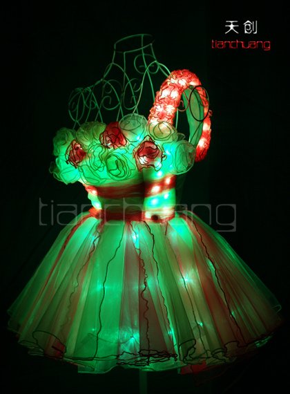 LED发光演出裙 晚会发光裙子供应LED发光演出裙 晚会发光裙子 宴会发光公主短裙 夜场荧光装扮