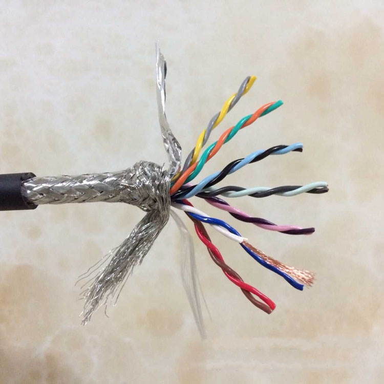 信号传输电缆、14芯双绞屏蔽线、双层屏蔽（编织+铝箔）