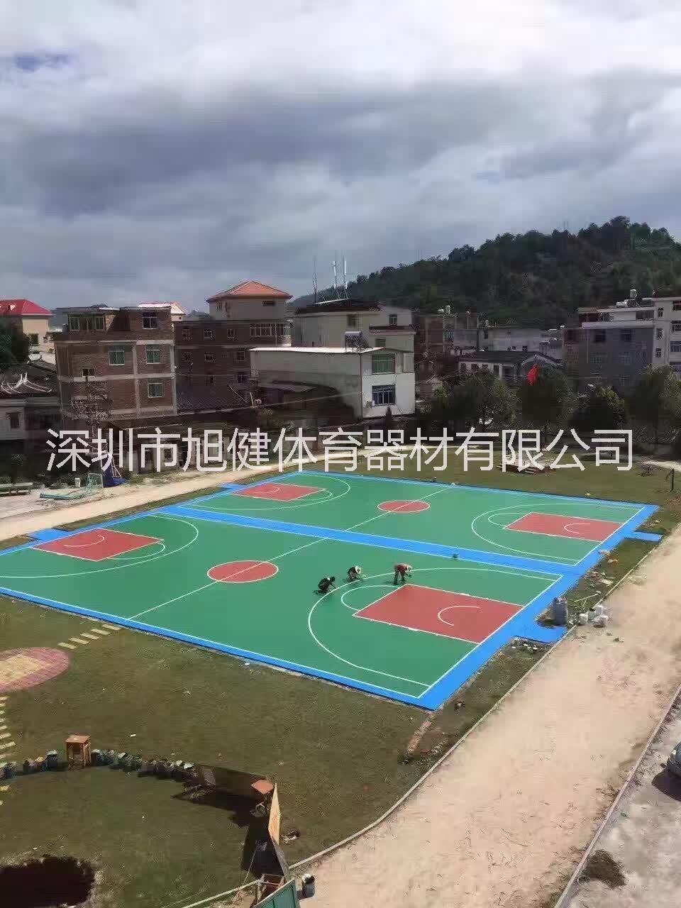 硅PU篮球场 篮球场地划线 深圳塑胶球场运动场地做法图片