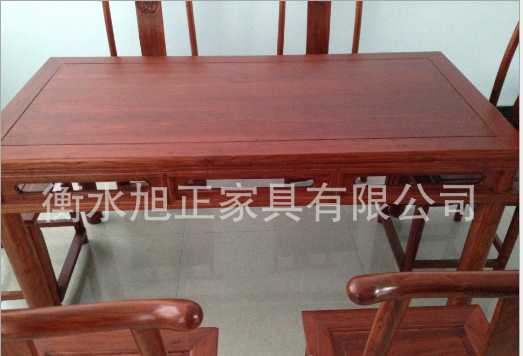中式榆木餐桌椅组合 中式餐桌 实木素面餐桌 榆木八仙桌