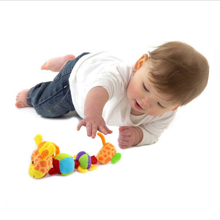 Happy monkey 婴幼儿玩具挂件小鹿车床挂玩具带音乐牙胶儿童毛绒玩具
