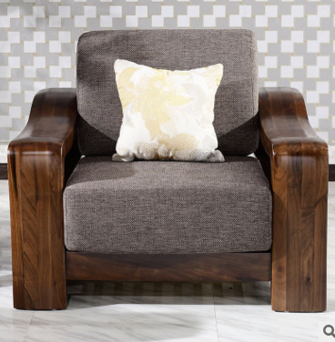厂家直销直觉 实木沙发 北美黑胡桃木全实木家具 现代中式123沙发组合图片