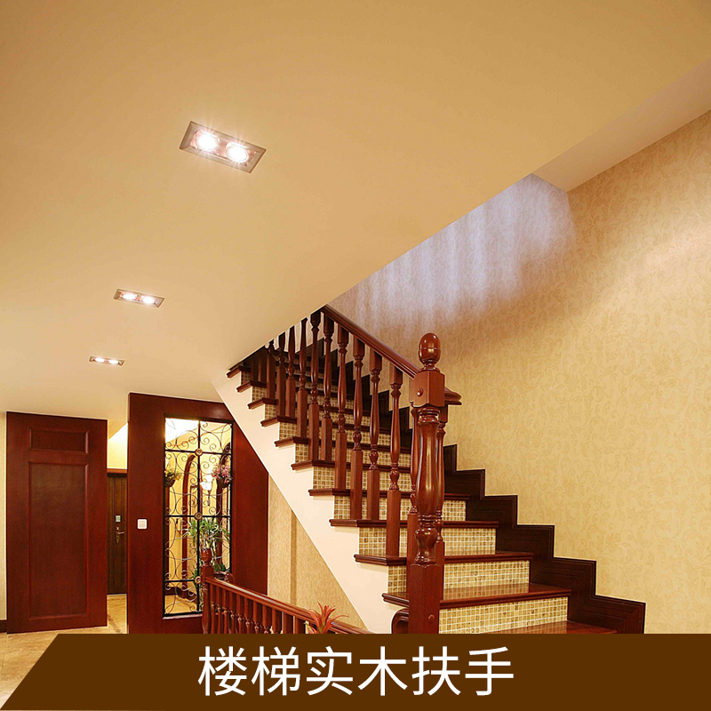 楼梯实木扶手异型金杯复式楼实木楼梯扶手室内精美实木阁楼楼梯栏杆图片