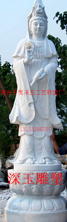 汉白玉观音雕像大理石观音菩萨雕像