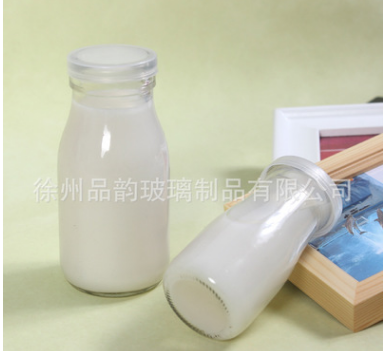 徐州市鲜奶瓶厂家特价鲜奶瓶 玻璃无铅酸奶瓶 200ml牛奶瓶 厂家可定制加工