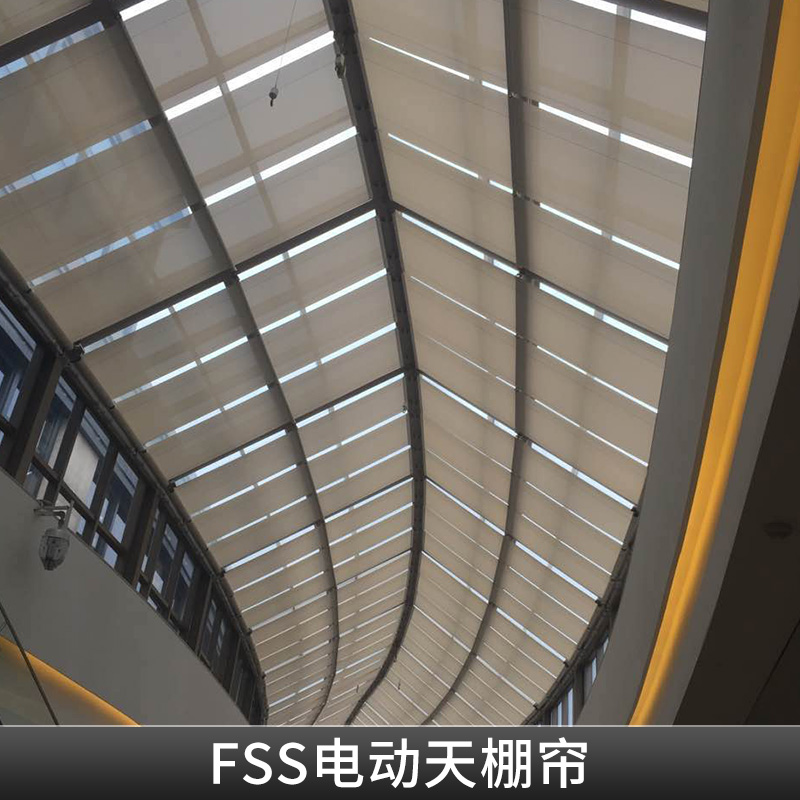 FSS电动天棚帘出售阳光房遮阳隔热隔音风琴帘天棚帘遮光窗帘图片