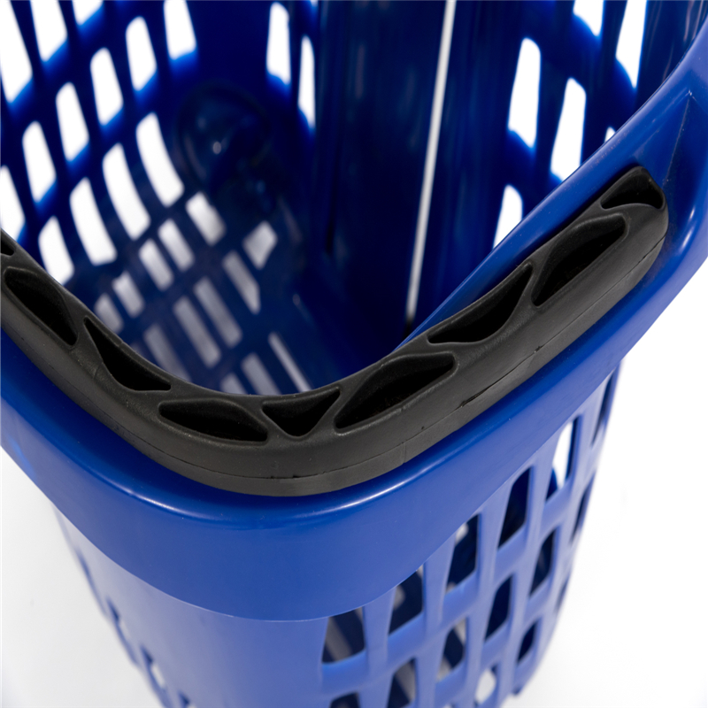 润协隆厂家批发不可折叠手提式金属伸缩拉杆商场超市塑料购物篮图片