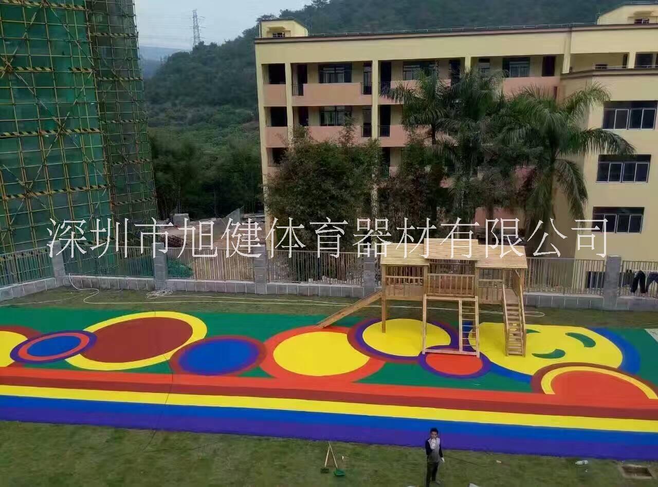 东莞运动场地弹性地胶 幼儿园 彩色EPDM塑胶地面图片
