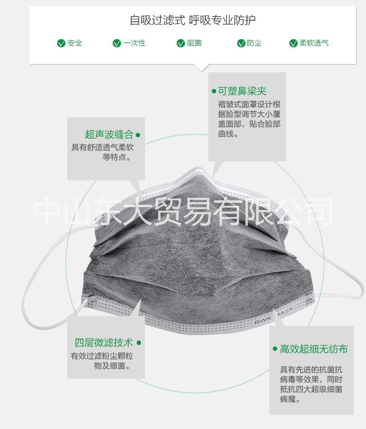 中山市保为康N006一次性活性炭口罩厂家保为康N006一次性活性炭口罩防尘口罩透气抗菌雾霾甲醛口罩