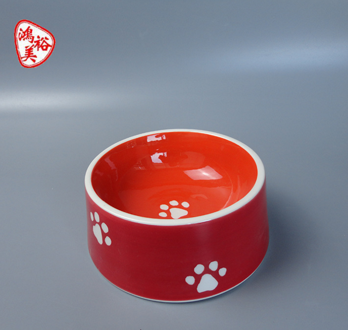 厂家直销宠物用品环保陶瓷釉下彩贴花宠物碗轻质瓷欧美风格定制瓷