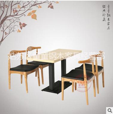 小吃奶茶店 分体餐桌椅 定制批发姑苏区童童钢木家具经营部图片