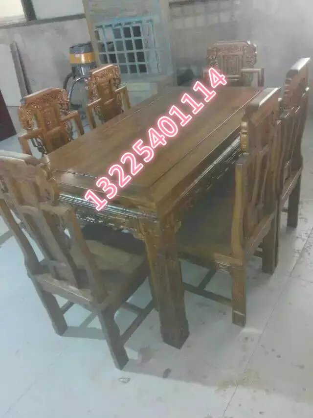 菏泽市榆木餐桌厂家菏泽老榆木家具样式图片 榆木餐桌