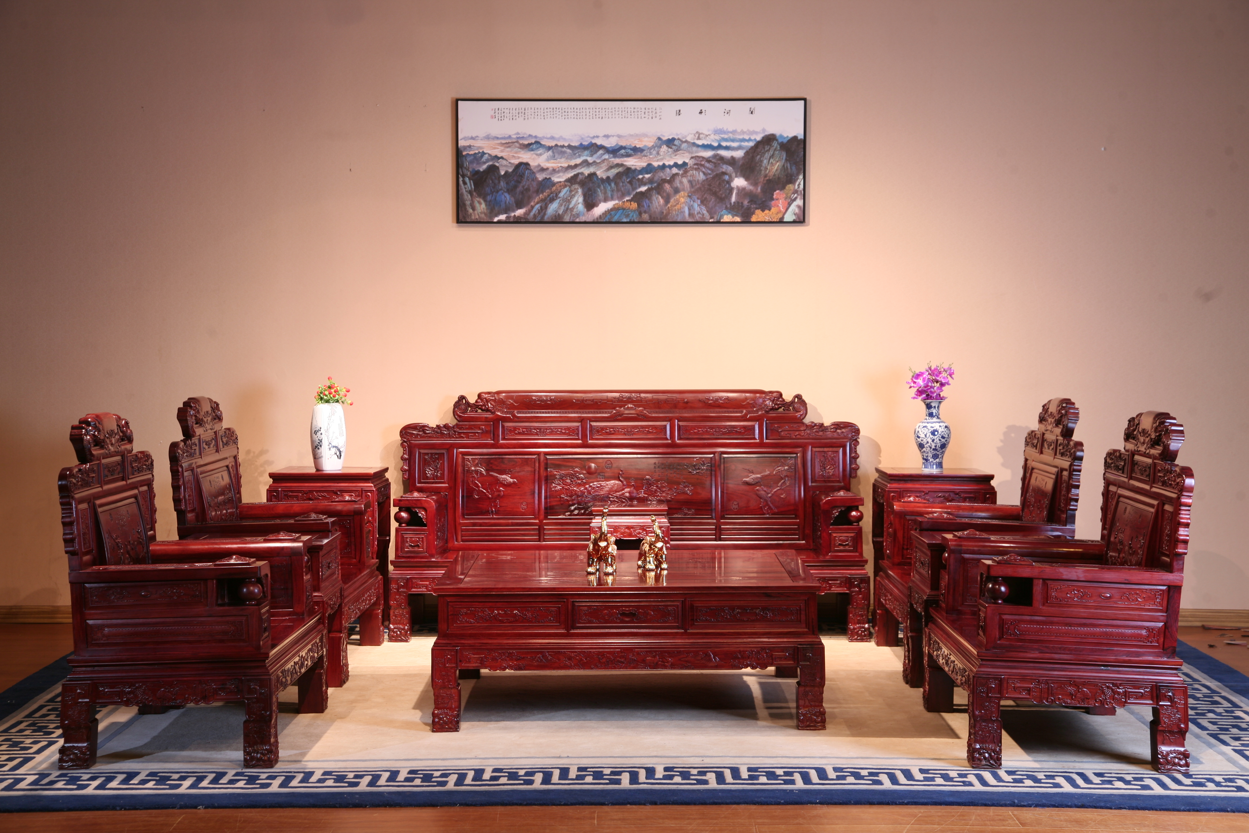 东阳和谐红木 厂家直销红木家具实木家具 红木沙发 古典沙发大红酸枝沙发图片