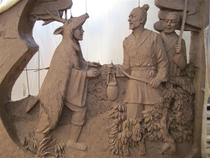 萍乡水泥人物雕塑大型砂岩浮雕壁画水泥假山假树定做价格图片