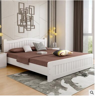 特价欧式白色实木床 松木床 双人床1.8m简易单人床 松木家具定制图片