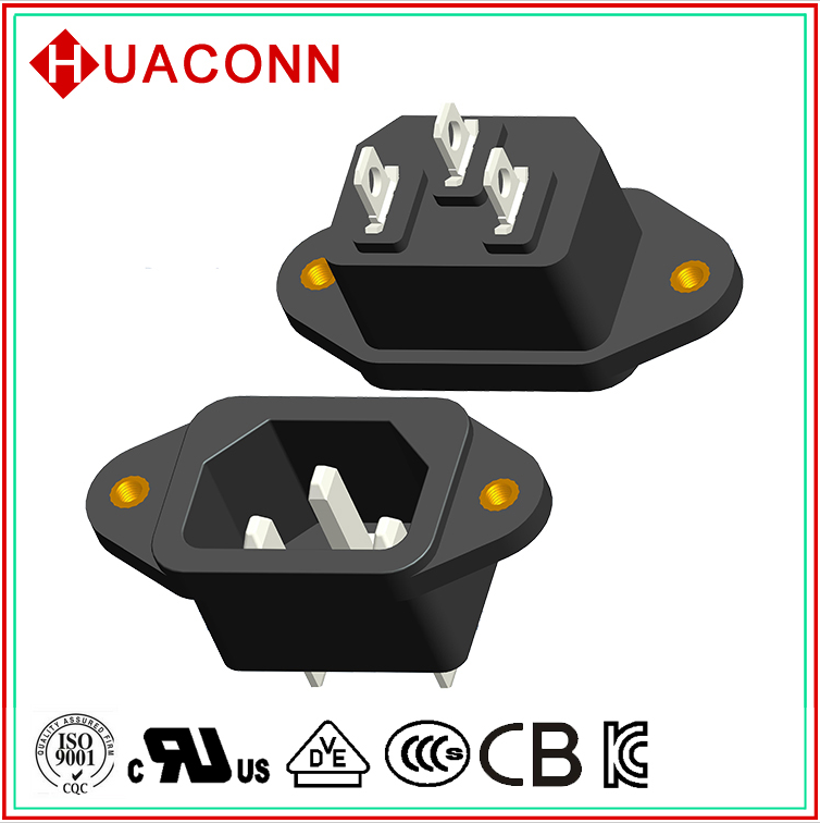 高规格AC插座 品字座 INLET SOCKET 器具输入插座 C14 电源插座 KC认证插座 VDE认证插座 UL