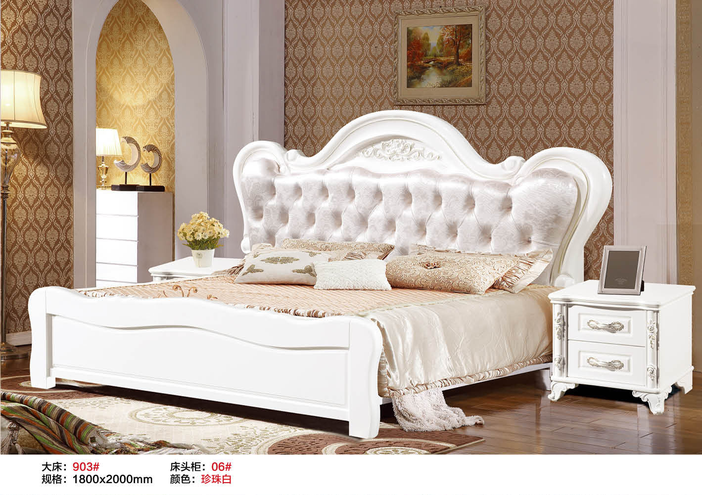 奢华欧式床头柜双层大户型板木结合欧式床边柜储物卧室收纳新古典