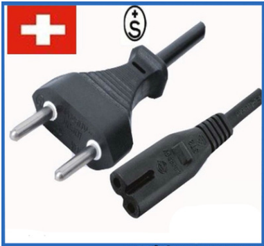 厂家直销瑞士标电源线,瑞士插头电源线,两插电源线,两极插头线图片