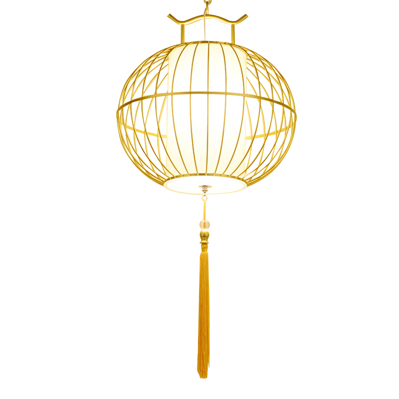 厂家供应中式餐厅笼子吊灯 创意简约个吧台金色烤漆吊灯