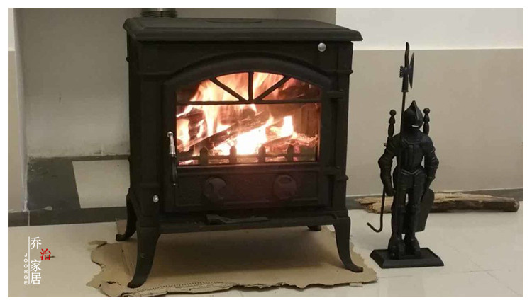 别墅燃木真火取暖炉 独立式铸铁批发
