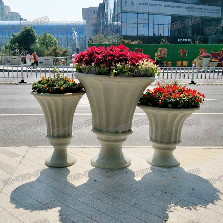 现货玻璃钢石头漆花盆雕塑欧式组合花钵路边美陈花箱定制
