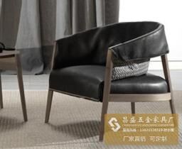 现代简约布艺真皮椅子-咖啡馆桌椅茶餐厅桌椅组合-实木真皮椅子