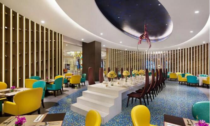 彩色水磨石地坪，创意餐厅应用效果 创意水磨石地坪订制