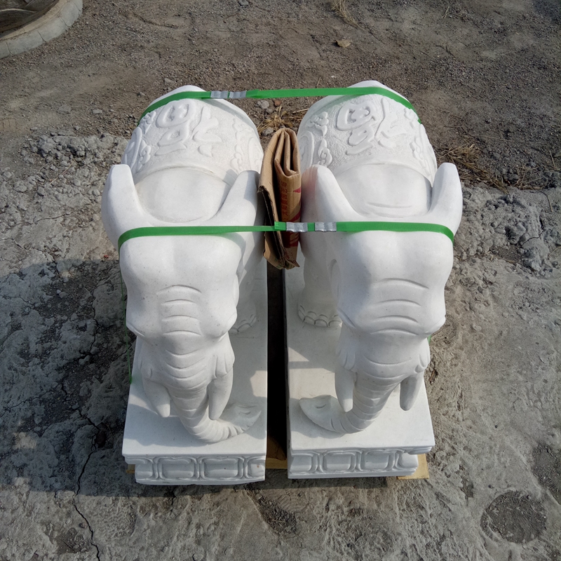 汉白玉石雕小象雕塑 银行酒店门口开业盛典石雕小象工艺礼品