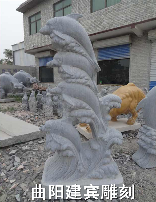 石雕海豚厂家价格出售大理石海豚雕塑图片