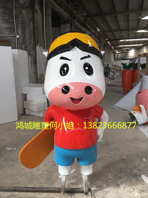 深圳市卡通动物玻璃钢奶牛模型雕塑厂家