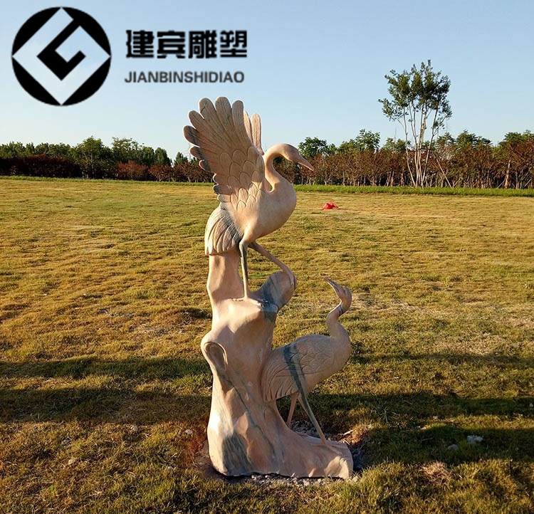 保定市石雕鹤厂家石雕鹤、石材仙鹤、园林景观动物雕塑