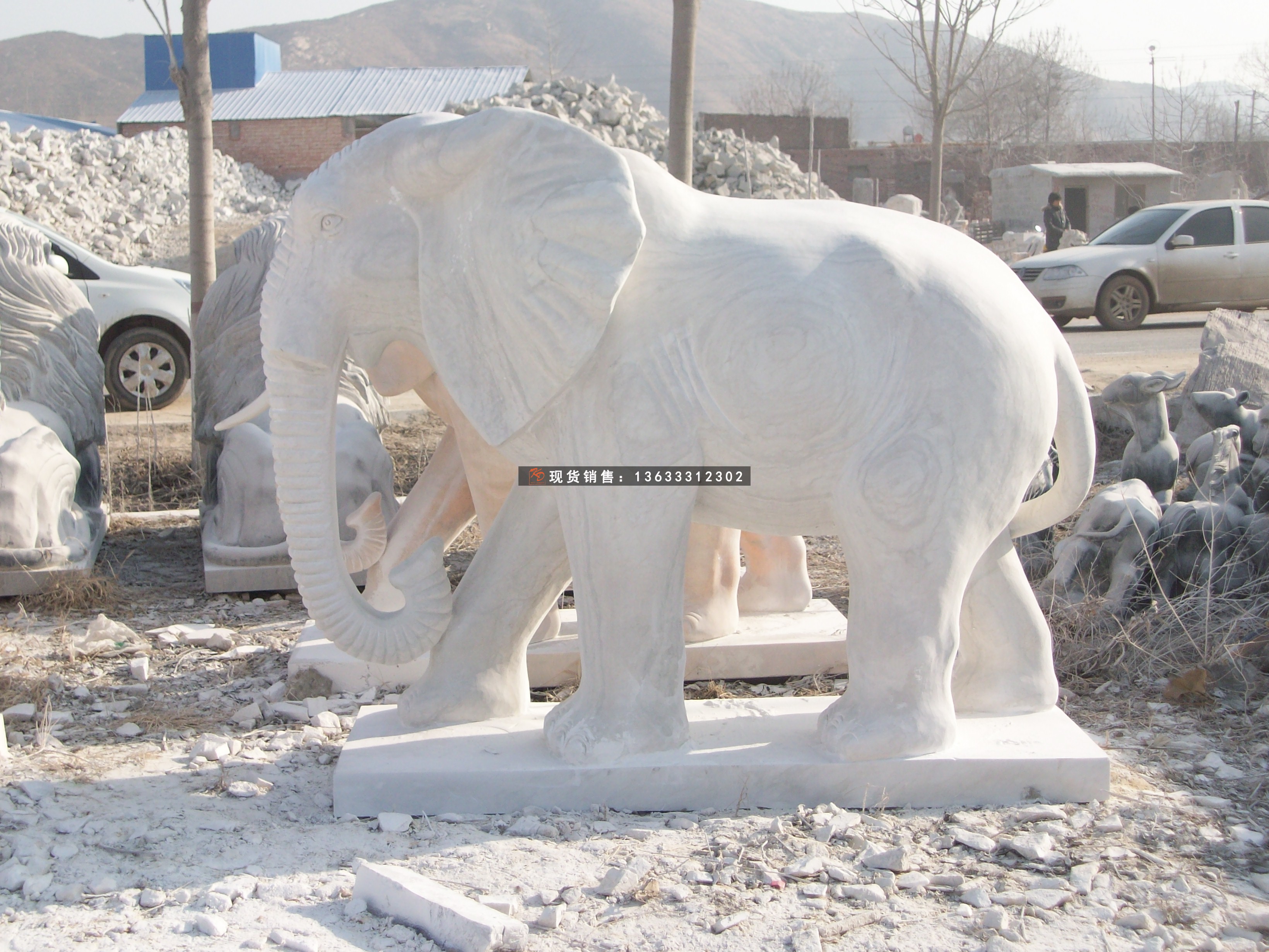 石家庄市河南省石雕大象雕塑汉白玉石雕大象厂家