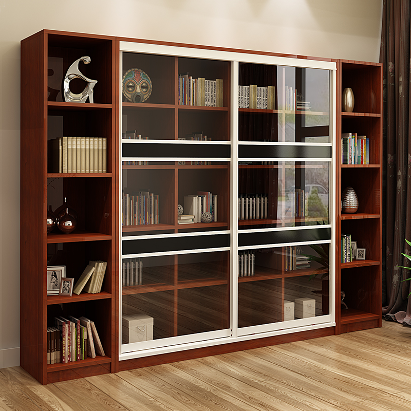 书柜自由组合置物架简约带门书橱非实木现代储物柜子简易书架落地图片