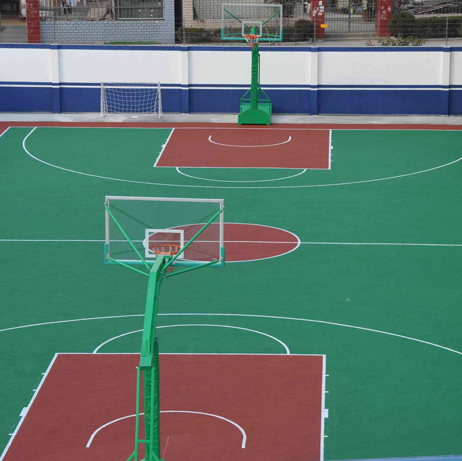 平果县篮球场塑胶地板施工，硅PU材料销售图片