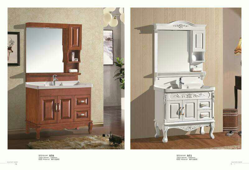 欧尚橡木浴室柜，实木浴室柜图片