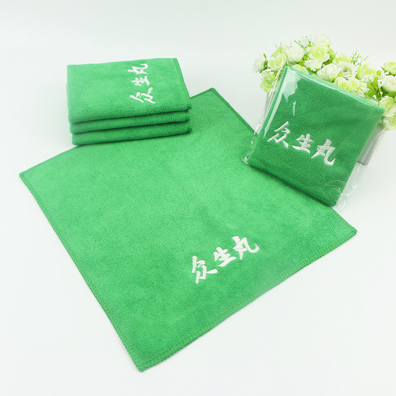 厂家直销 400克加厚超细纤维绣花方巾30*30清洁巾广告赠品毛巾图片