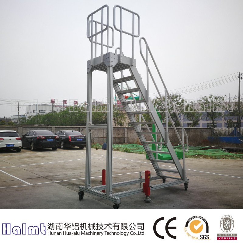 华铝机械供应铝合金移动平台梯 铝合金移动工作梯 规格可定制