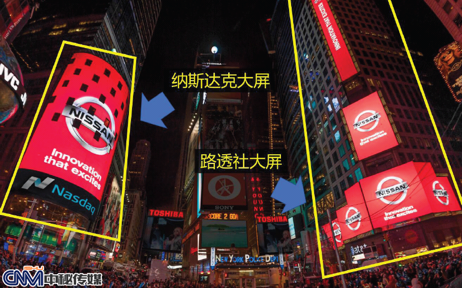在美国纽约时代广场大屏纳斯达克路透社前向全世界展示品牌
