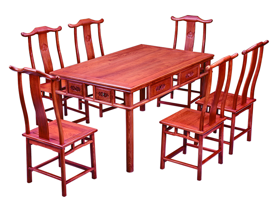 明式西餐桌 大果紫檀 印尼黑酸枝 大红酸枝 浙江东阳古典红木家具