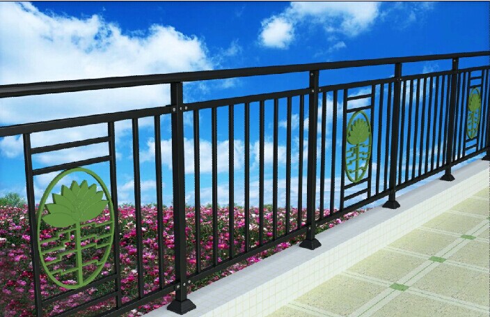 青岛室内护窗围栏，仿木纹阳台栏杆，热镀锌飘窗围栏，玻璃阳台护栏图片