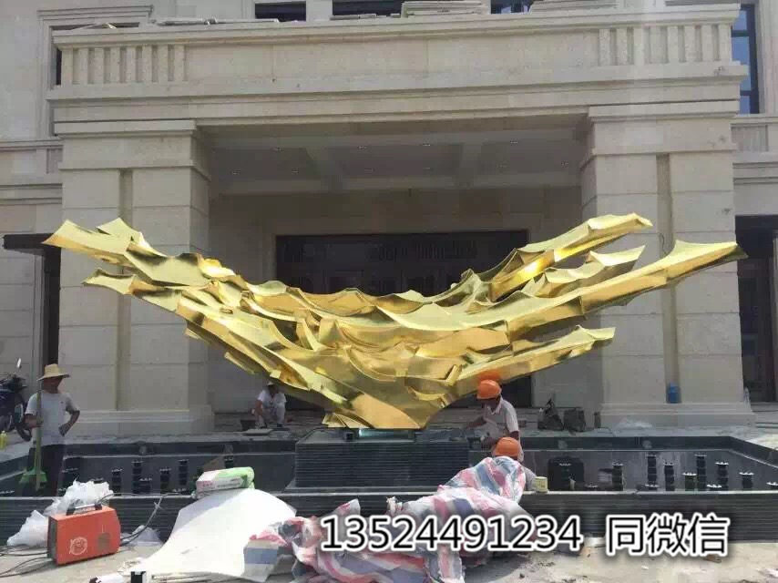 大型抽象金色海鸥雕塑工艺厂